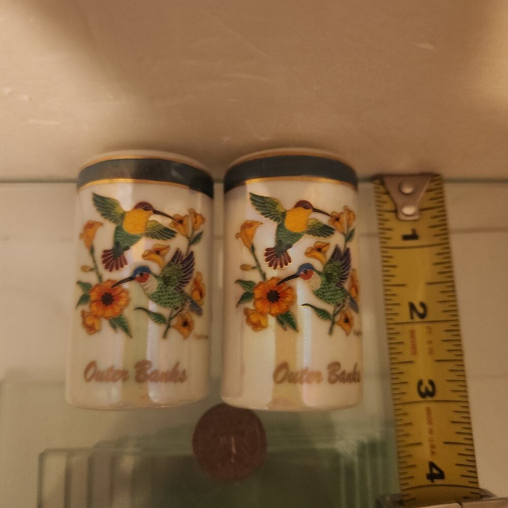 Vintage Iridescent Outer Banks Hummingbird Salt Pepper Shakers